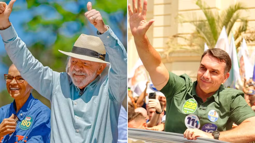 DISPUTA PARA  PRESIDÊNCIA DA REPÚBLICA VAI AO SEGUNDO TURNO ENTRE FLÁVIO  (PL)  E  LULA (PT)