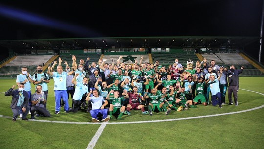Chapecoense retorna à elite do futebol brasileiro. Torcida da Chape comemora 