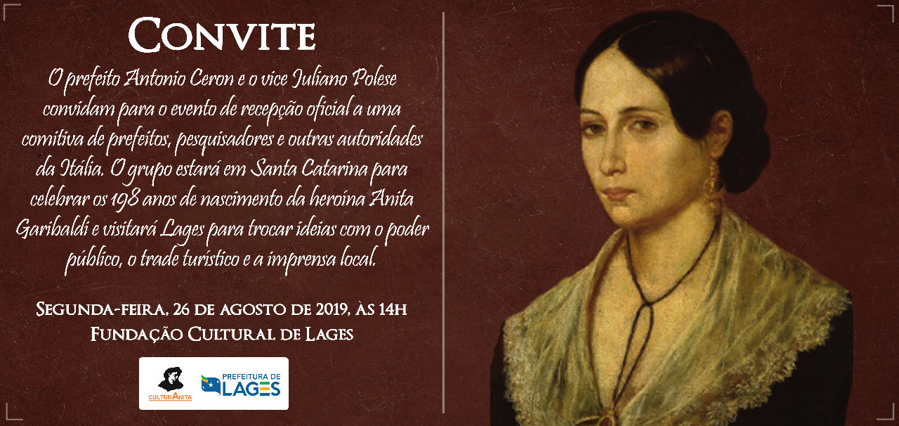 Comitiva da Itália visita Lages (SC); para celebrar o aniversário da heroína Anita Garibaldi