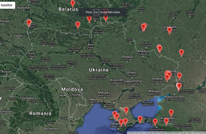 Imagem mostra posições de tropas da Rússia durante a terça-feira na fronteira com a Ucrânia e algumas já dentro da Ucrânia.